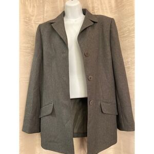LE‎ SUIT Essentials Women's Gray Herringbone Blazer Jacket Size 16